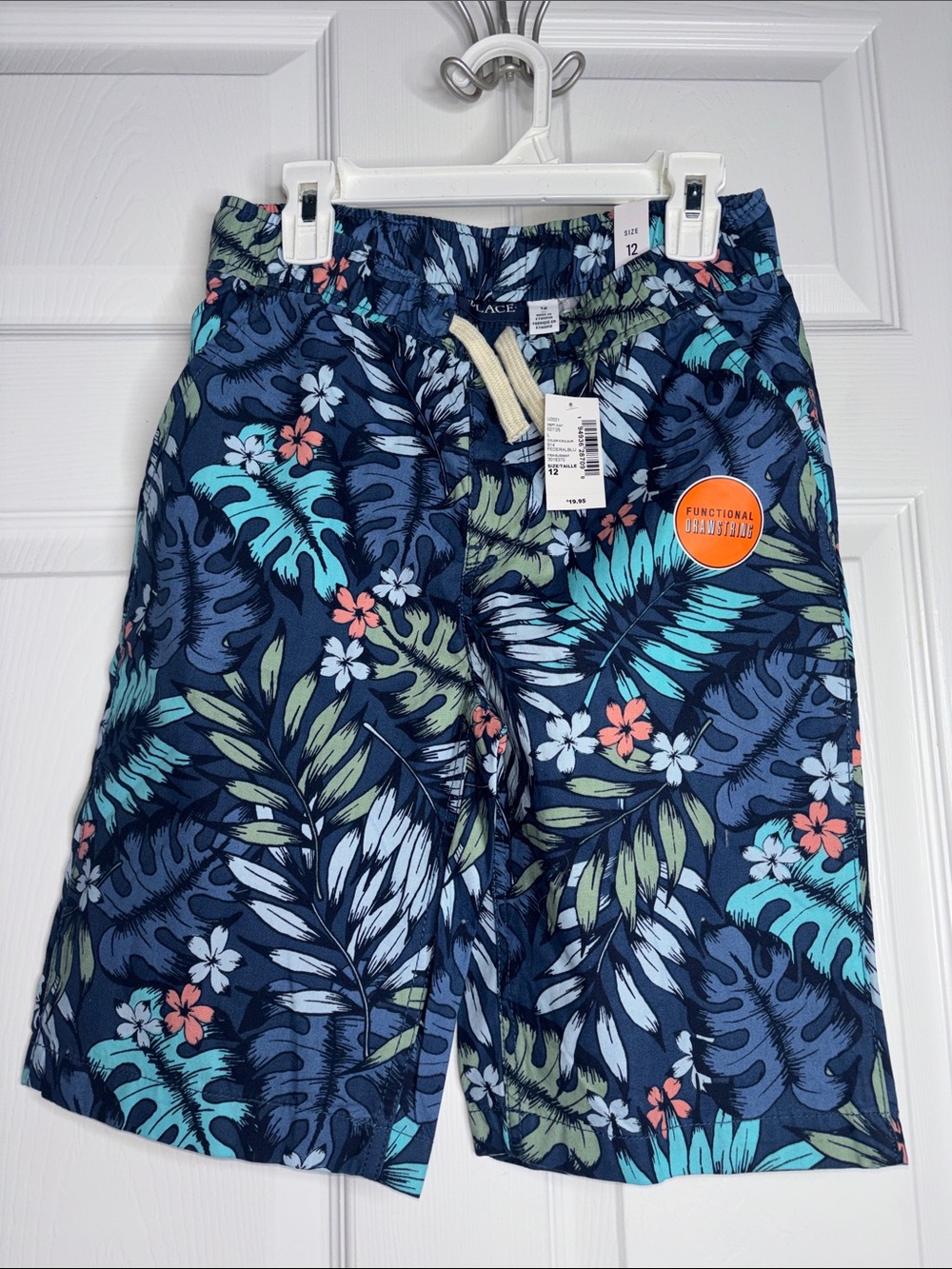 The Children's Place Navy Tropical Print Boys' Swim Trunks - Blue